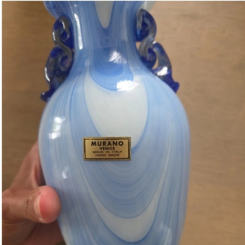 Authentic Murano Vase Blue - Picture 5 of 5